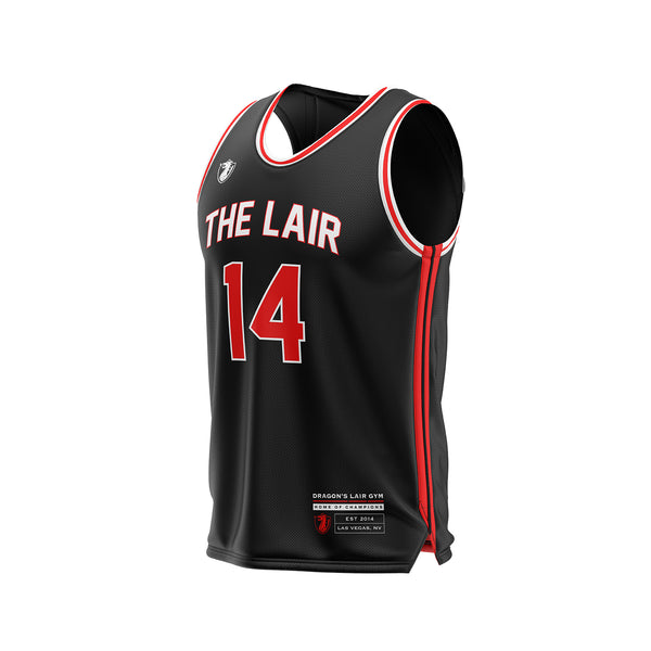 Men's Dragon's Lair Gym Basketball Jersey in Red & Black
