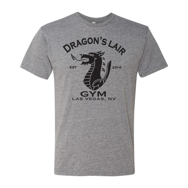 Athletic Grey Short Sleeve Shirt with Black Dragon's Lair Gym Logo