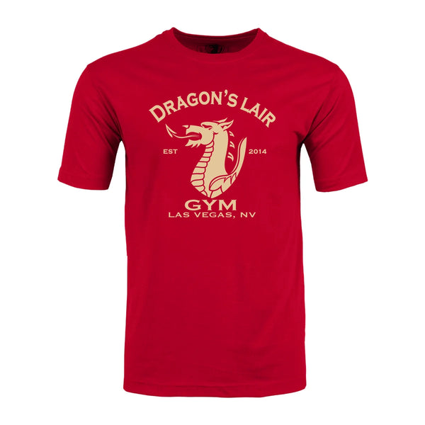 Red Oxide Short Sleeve Shirt with Tan Dragon's Lair Gym Logo