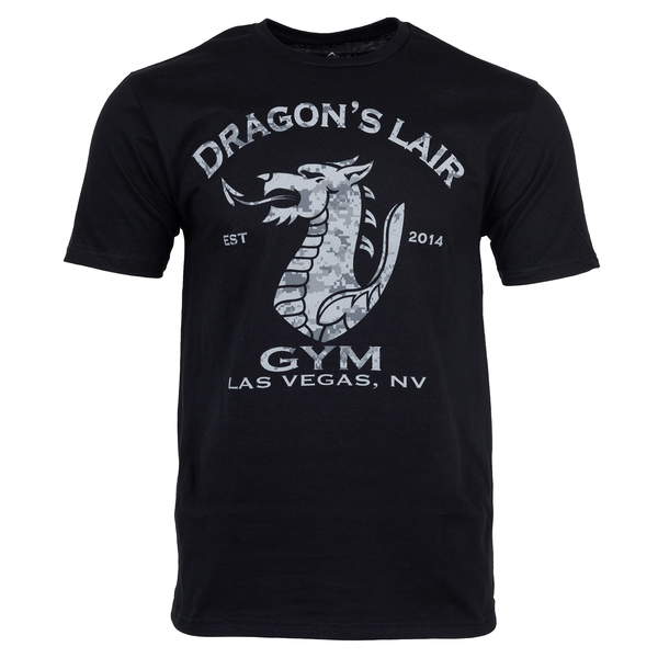Black Short Sleeve Shirt with Grey Digi Dragon's Lair Gym Logo