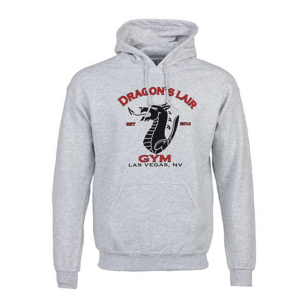 Ash Grey Hoodie with Black & Red Outline Dragon's Lair Gym Logo