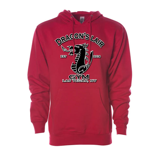 Red Hoodie with Black & White Dragon's Lair Gym Logo