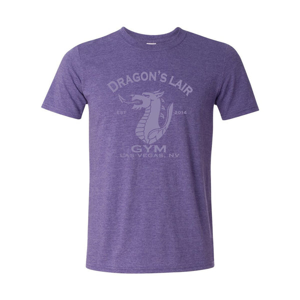 Heather Purple Short Sleeve Shirt with Tonal Purple Dragon's Lair Gym Logo